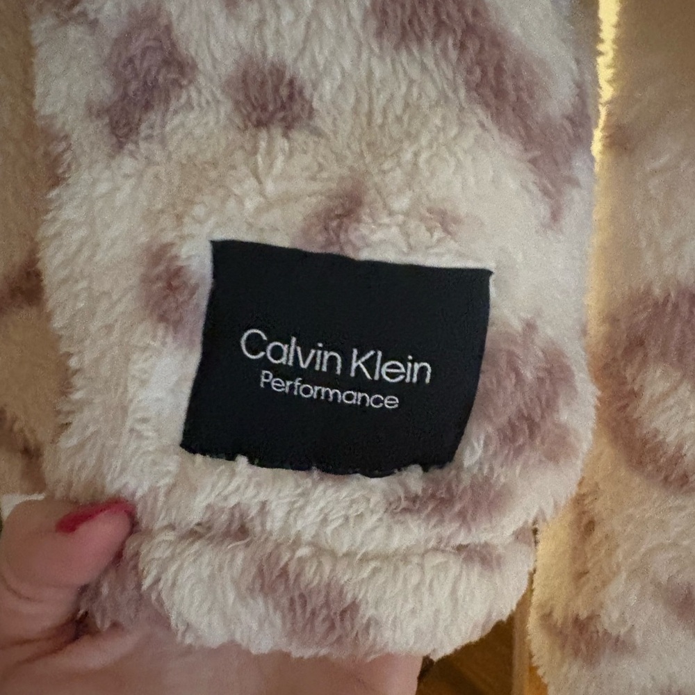 Calvin Klein Cream and Brown Fleece Jacket - Picture 2 of 5